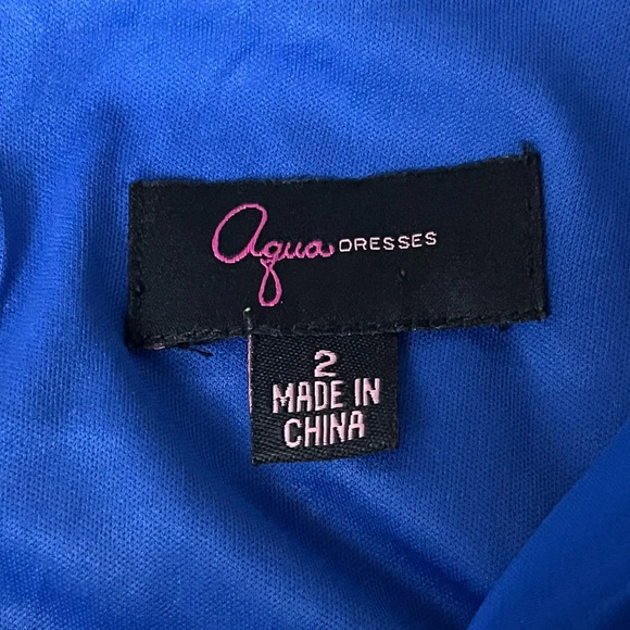 Aqua Chiffon Cami Sequin Mini Dress NYE Party Night Out Blouson Blue SZ 2 HOCO - Picture 9 of 11